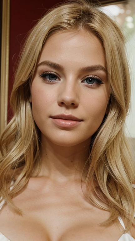 make a blonde woman, with European features, along with your friends all showing up