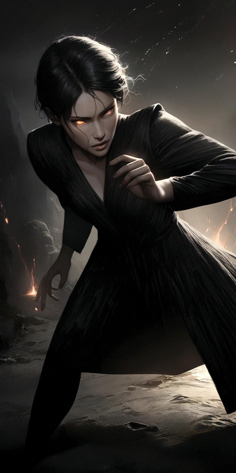 a gray-skinned man, black dress open in the middle, dark magic, high detail, intricate details, dramatic lighting, dark and moody atmosphere, realistic, cinematic, masterpiece, 8k, hyper-detailed, photorealistic, digital art, concept art, dark fantasy, dramatic pose, intense expression, dark and moody colors, dramatic shadows, glowing aura, mystical elements