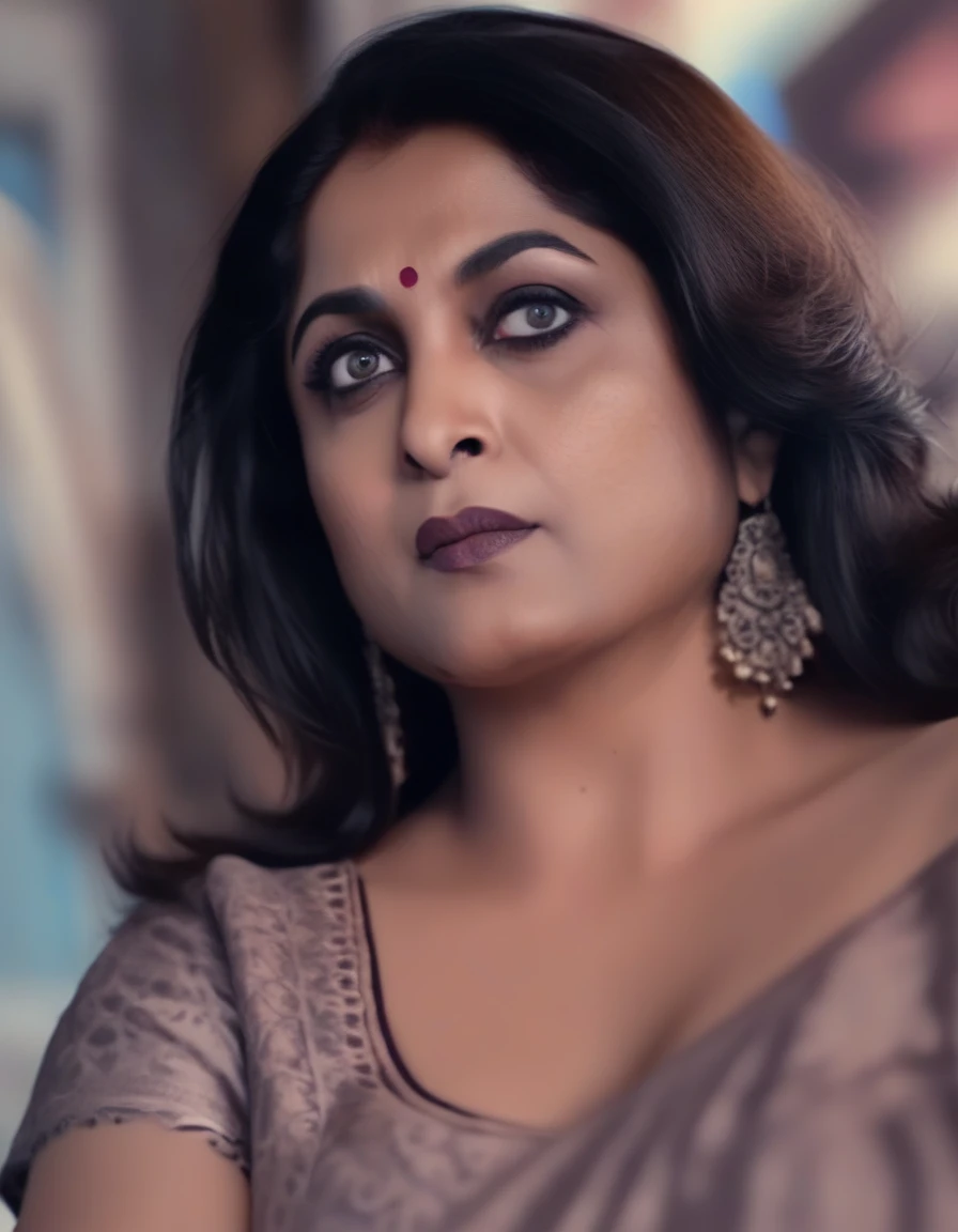 RamyaKrishnan,Classic portrait ultra detailed, soft light, natural light, cinematic light, (depth of field), ideal female form, (((masterpiece, good quality, intricate details, high quality, best quality, nude  breast 8k, in focus, sharp focus)))intri , design, 4k, cinematic lighting