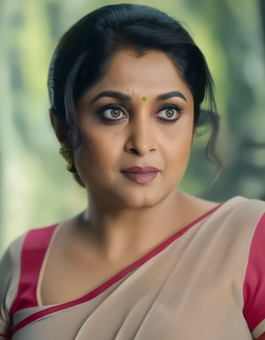 RamyaKrishnan,Classic portrait ultra detailed, soft light, natural light, cinematic light, (depth of field), ideal female form, (((masterpiece, good quality, intricate details, high quality, best quality, nude  breast 8k, in focus, sharp focus)))intri , design, 4k, cinematic lighting