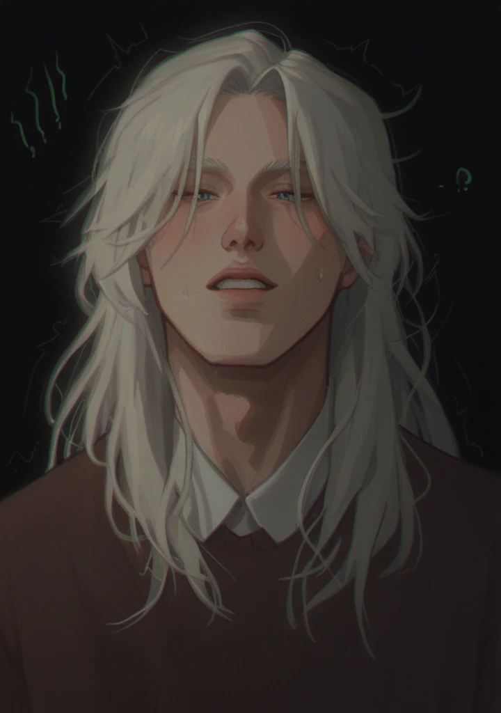 punctuation_9, punctuation_8_High above, punctuation_7_High above, punctuation_6_High above, punctuation_5_High above, punctuation_4_High above, 1 men, cicatriz, White hair, long hair, julho1ch3,