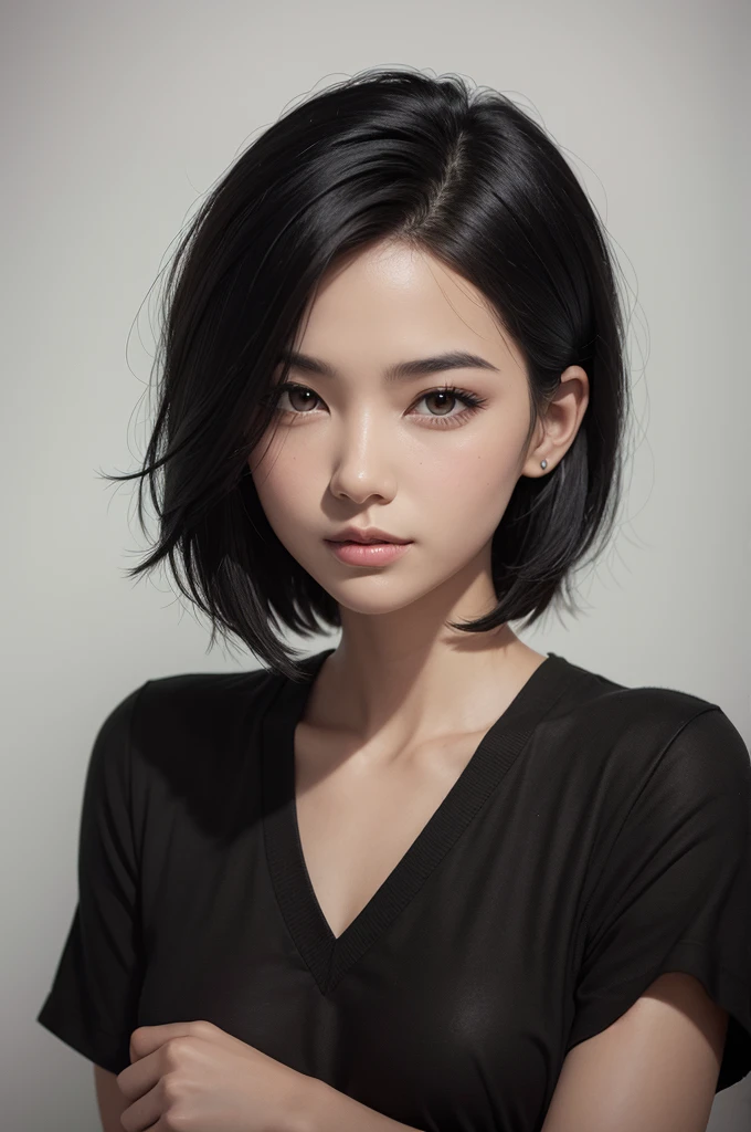 Pencil drawing short black hair