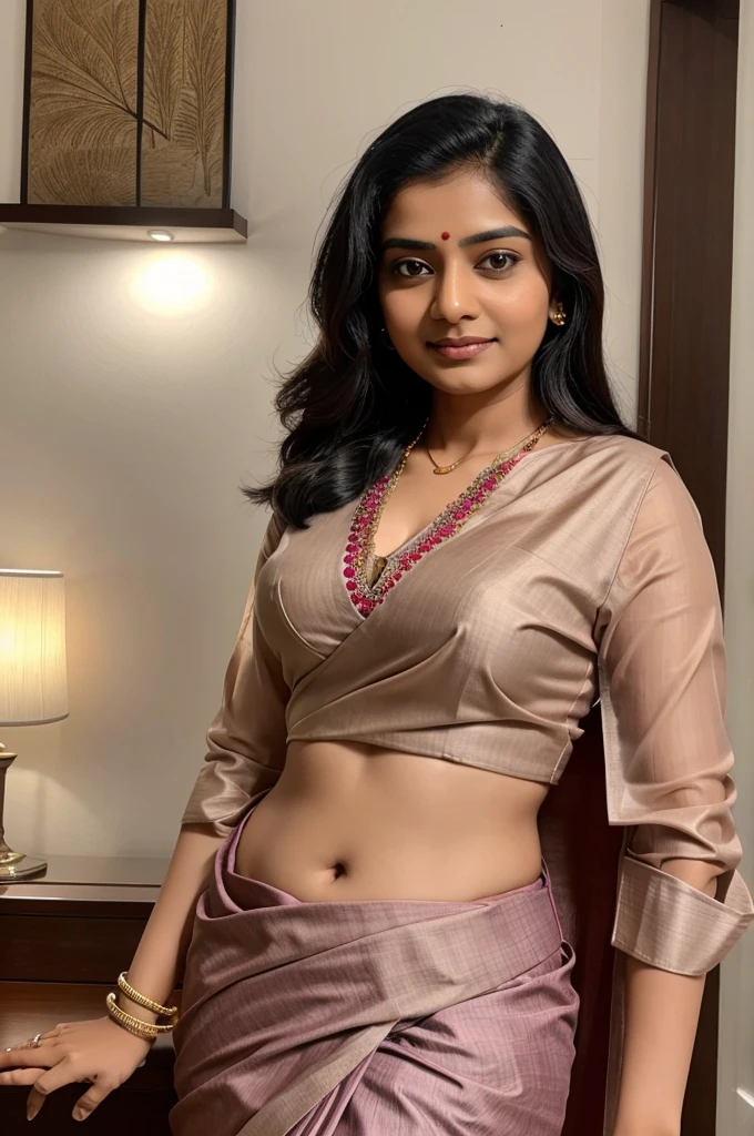 indian woman ias officer  wearing shirt above that saree