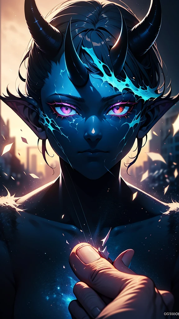a completely white demonic creature, men monster, large multicolored eyes, bald head, skull covered with small horns, (best quality,4k,8k,highres,masterpiece:1.2),ultra-detailed,(realistic,photorealistic,photo-realistic:1.37),HDR,UHD,studio lighting,ultra-fine painting,sharp focus,physically-based rendering,extreme detail description,professional,vivid colors,bokeh,dynamic point of view,cinematographic scene,highlighted character,backlight effects,mystical character,multicolored cracks on the skin,character seen in full