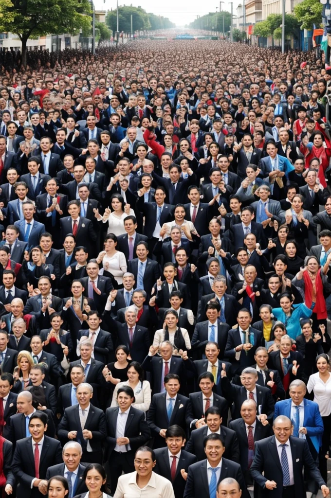 World population day, many people celebrate happiness with each other in huch group 