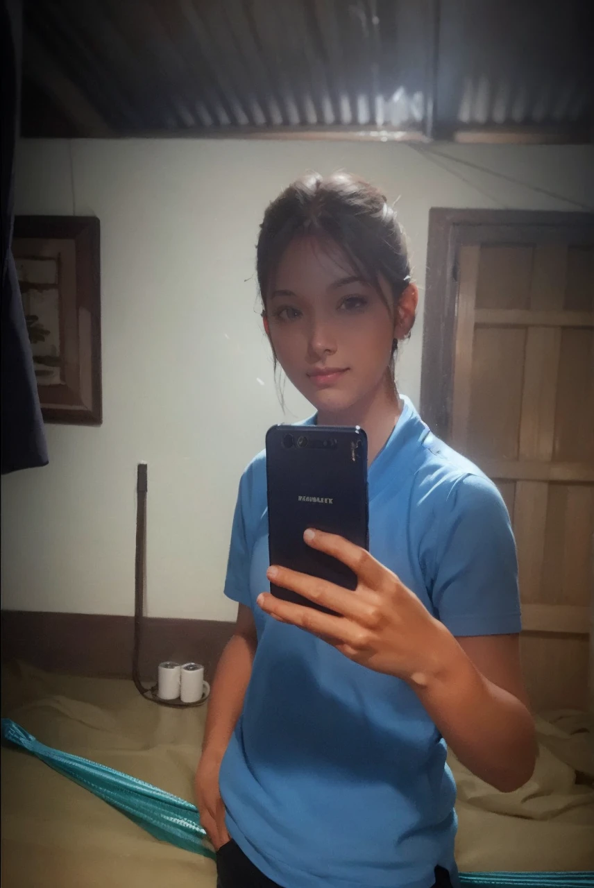 (Ultra Realistic), (Illustration), (Increased Resolution), (8K), (Extremely Detailed), (Best Illustration), (Beautiful and Detailed Eyes), (Best Quality), (Ultra Detailed), (Masterpiece ), ( wallpaper), (detailed face), solo, 1 girl, looking at viewer, fine details, detailed face, in the dark, deep shadows, low key, pureerosfaceace_v1, smiling, long hair, black shawl straight hair , 46 points oblique bangs