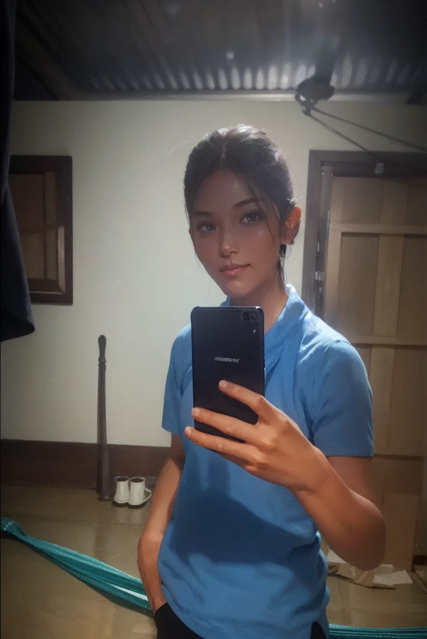 (Ultra Realistic), (Illustration), (Increased Resolution), (8K), (Extremely Detailed), (Best Illustration), (Beautiful and Detailed Eyes), (Best Quality), (Ultra Detailed), (Masterpiece ), ( wallpaper), (detailed face), solo, 1 girl, looking at viewer, fine details, detailed face, in the dark, deep shadows, low key, pureerosfaceace_v1, smiling, long hair, black shawl straight hair , 46 points oblique bangs