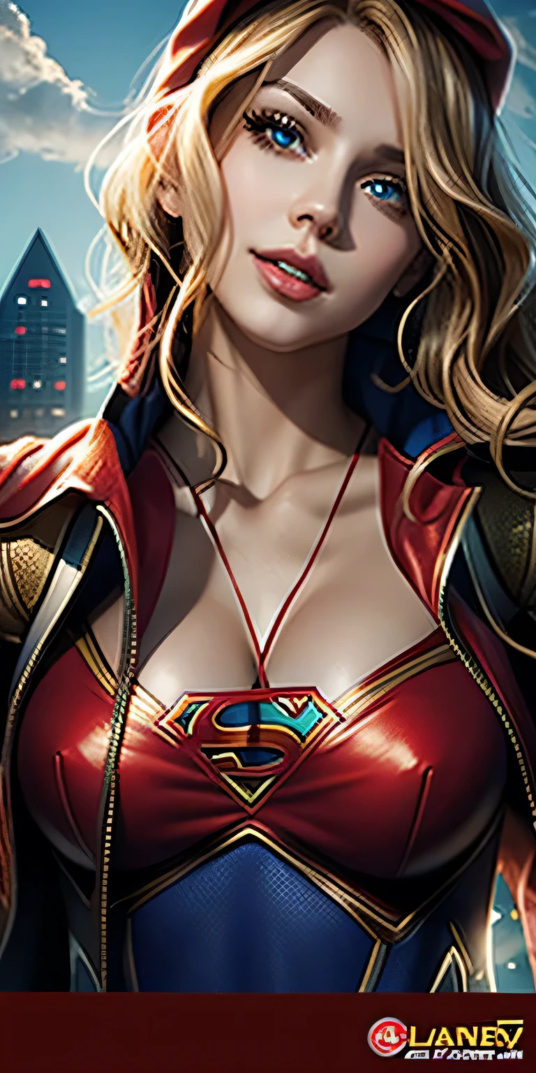 Supergirl , perfect costume, red cap, perfect body, seductive eyes