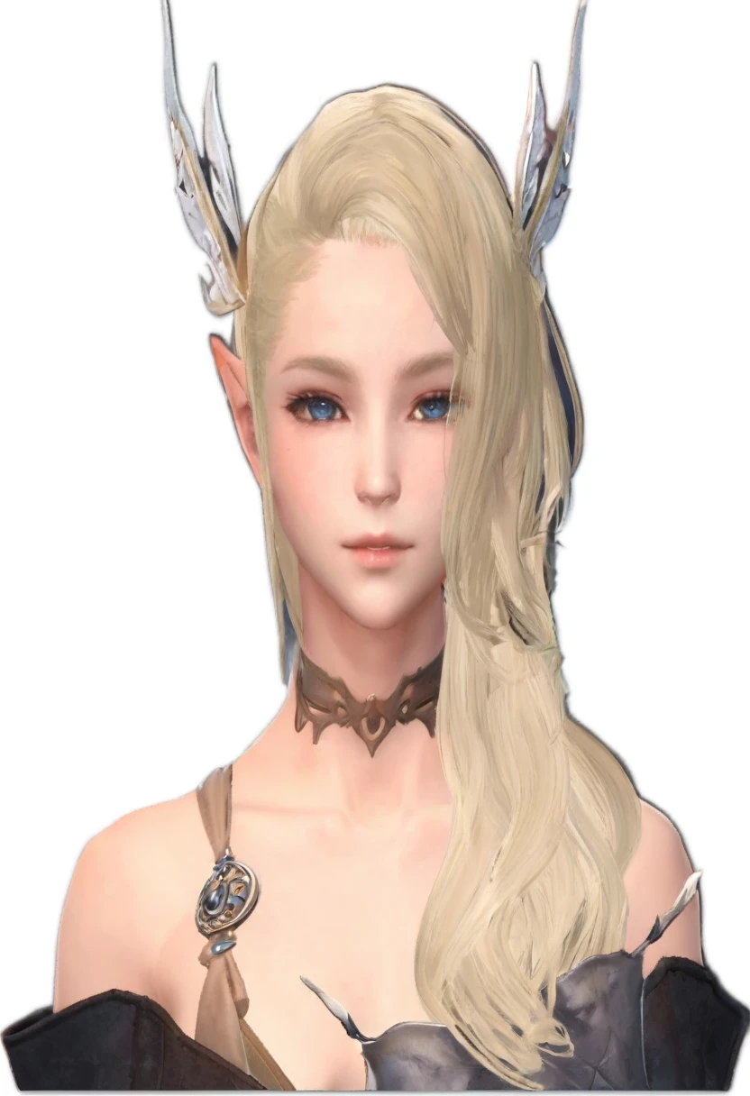 ((masterpiece, Highest quality)),One Girl、 Detailed face, Esbian all over, Full of details, Very detailed,Close-up of a woman with long blonde hair in a dress, Lineage 2 Revolution Style, Final Fantasy 14 Style, Female Elf, elven character with smirk, I will, Female Characters, (((gone crazy))) Elf Princess, Elf Girl, Lalafell, From System 2, FF14, Pale milky porcelain skin, Elf portrait