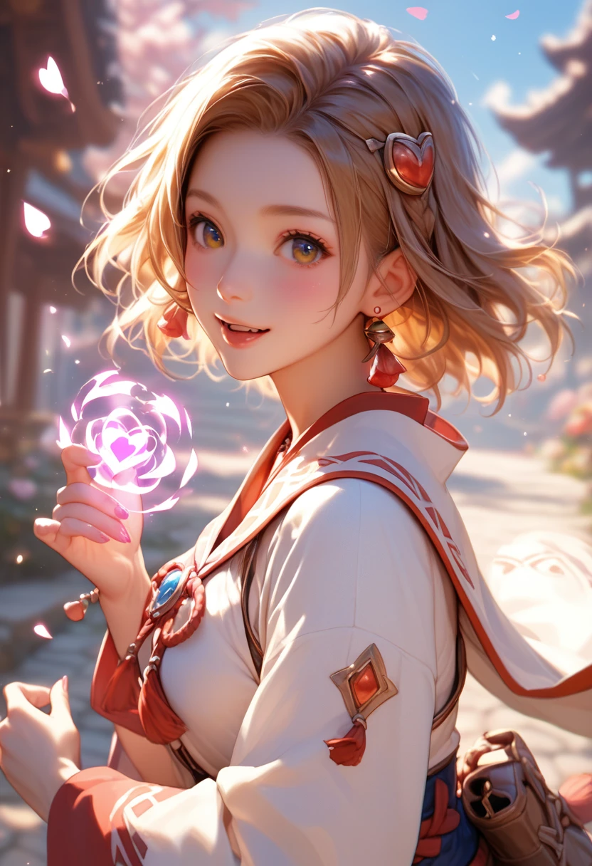 a cute aroung who's a mage that has healing ability. in magic fantasy style