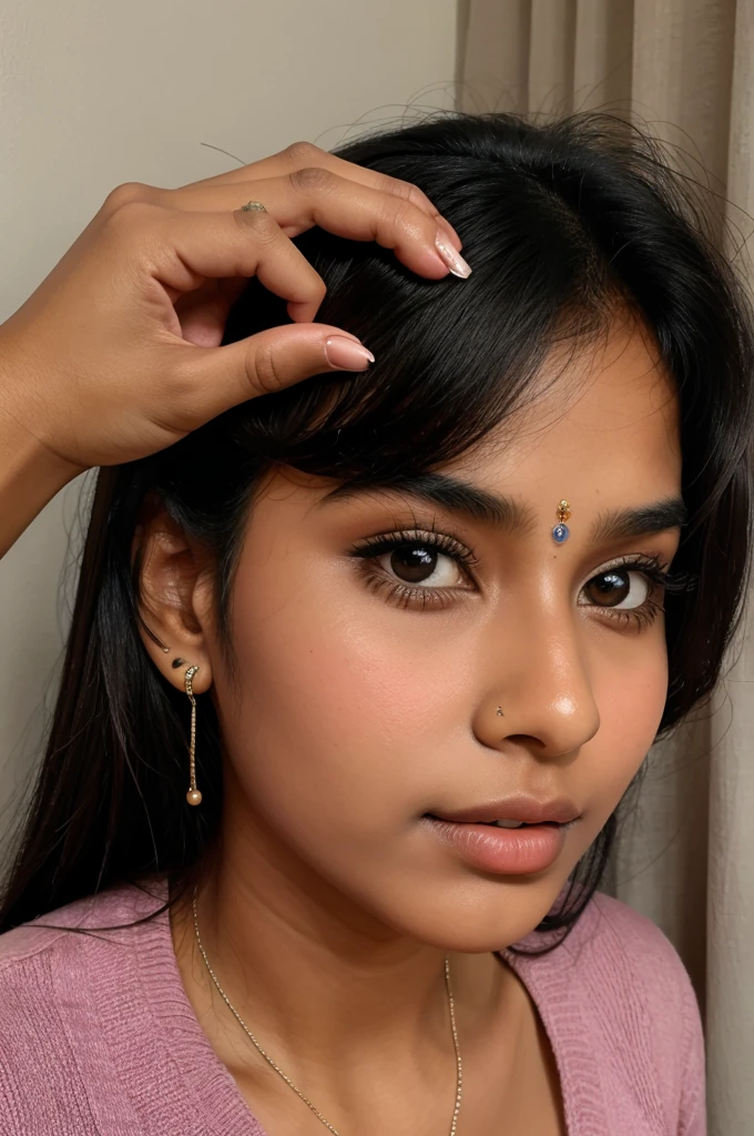 Indian girl 18 of age in  with nose pearcing