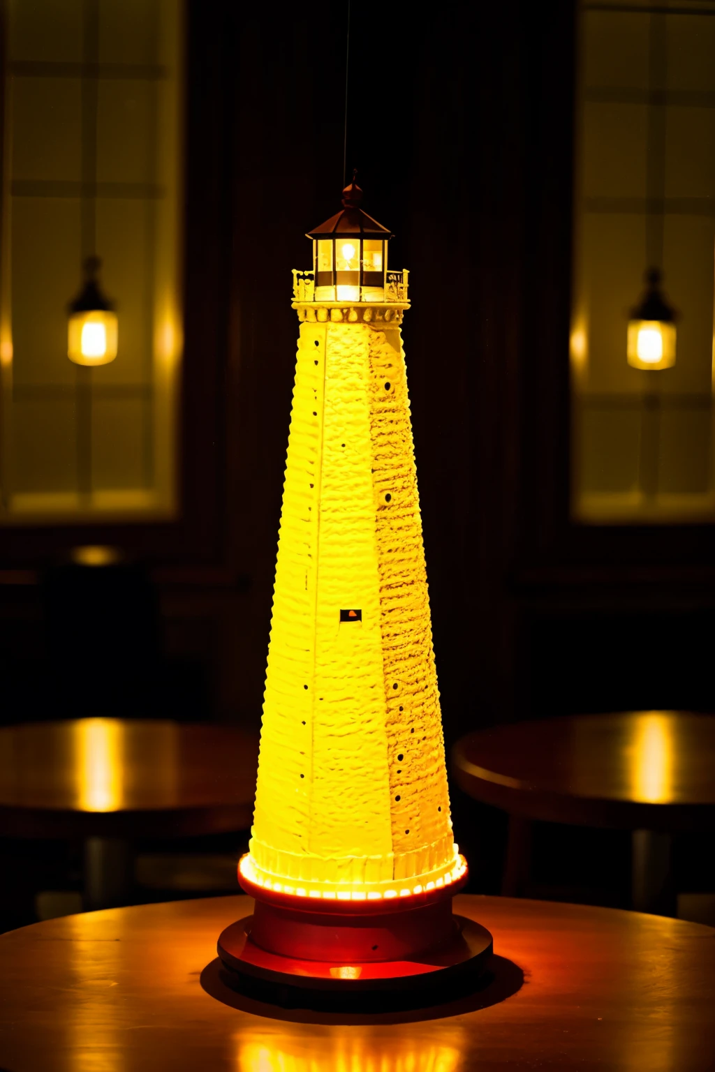 A moving lighthouse illuminating a beer
