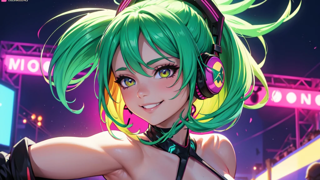 Green haired beautiful girl Vtuber introducing himself anime
I'm broadcasting。