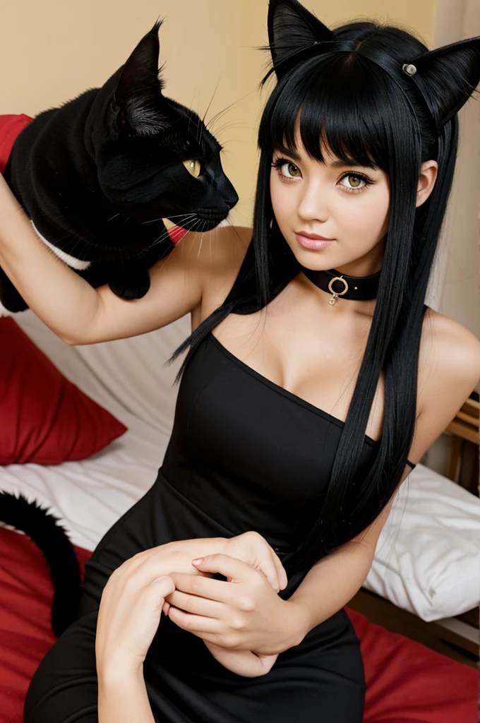 "An anthropomorphic fox, realist, full body, dressed in an elegant black evening dress, sitting at a blackjack table in a Las Vegas casino. The fox should have a thoughtful expression and hold a playing card in its paw.."