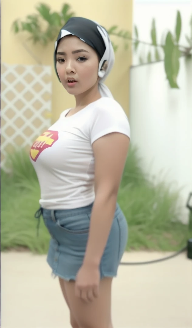 HIJAB MALAY GIRL,, IMF as a good Guy, TECHNOLGY, AI, futuristic, blockchain, International Monetary Fund, (MATRIX WORLD), ((look In front at the camera CLOSED YOUR EYES and open your mouth)).
