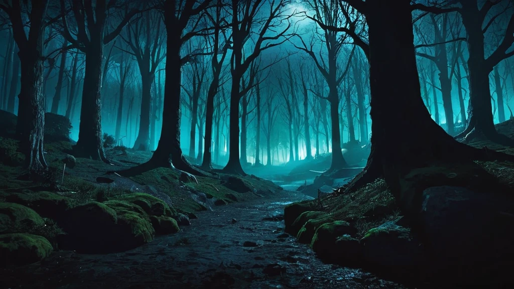 dark fantasy medieval forest at night
