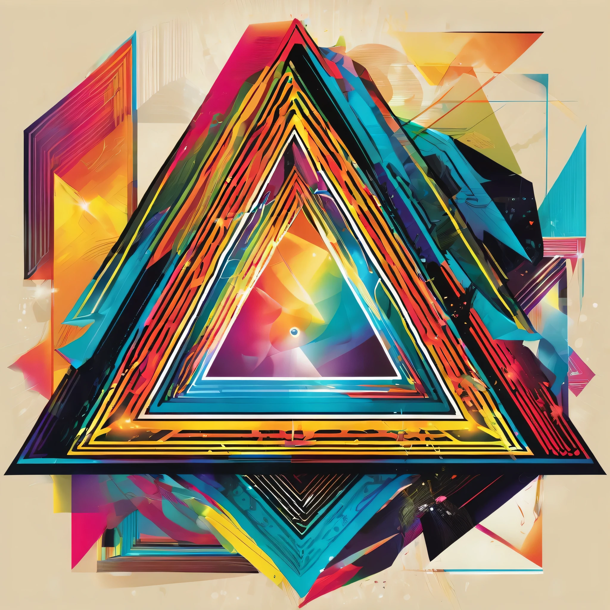 In this high-resolution, Best image quality, we see a fascinating work of art. The design features a triangle and a circle and glowing, bright colors. This masterpiece of vector graphics shows the creativity and attention to detail, Perfect for designing a poster. The artist works with skilful use of lines, Contours and flawless execution, This illustration is truly a masterpiece