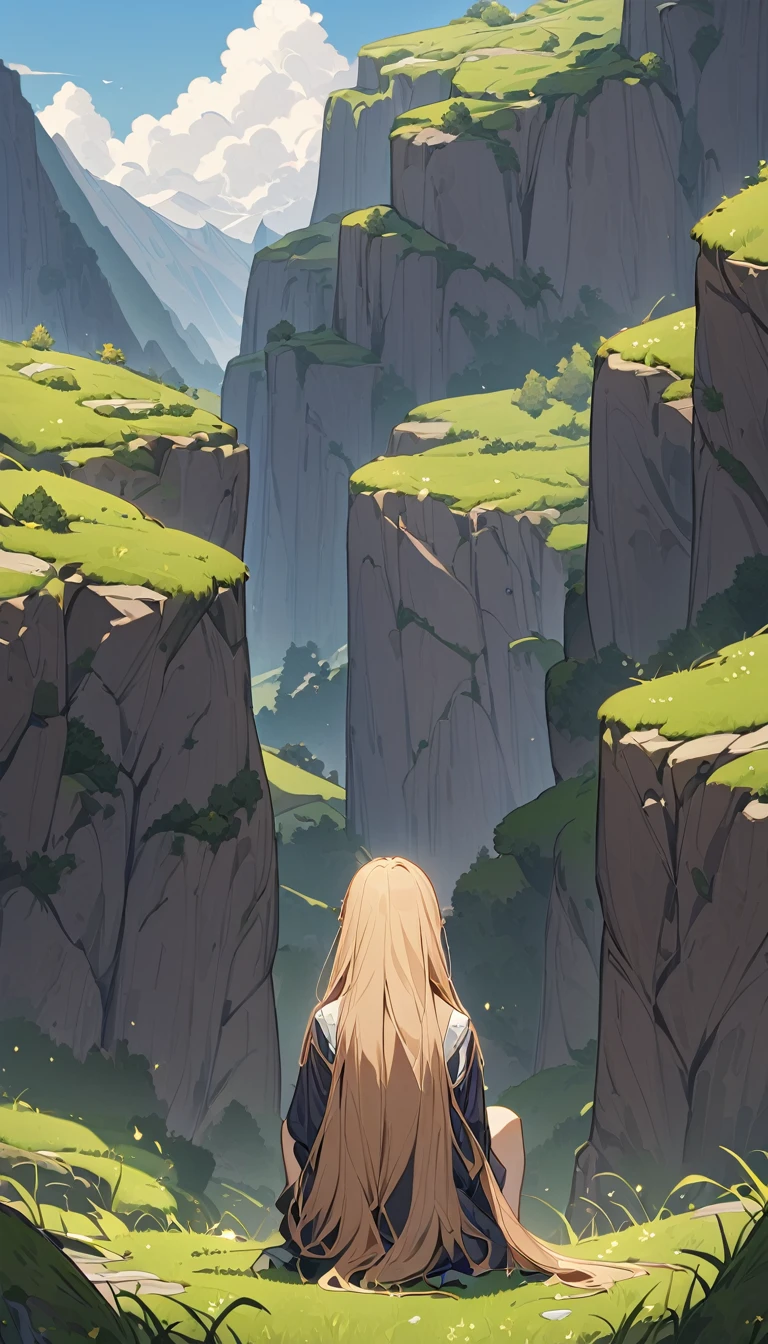 Highest quality, Absurd, Very detailed, In the mountains_this, 1 Girl, alone_concentrate,  Let your hair down