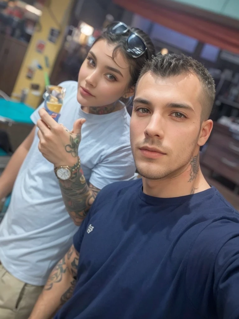 Two gime. Friends are beautiful and tattooed