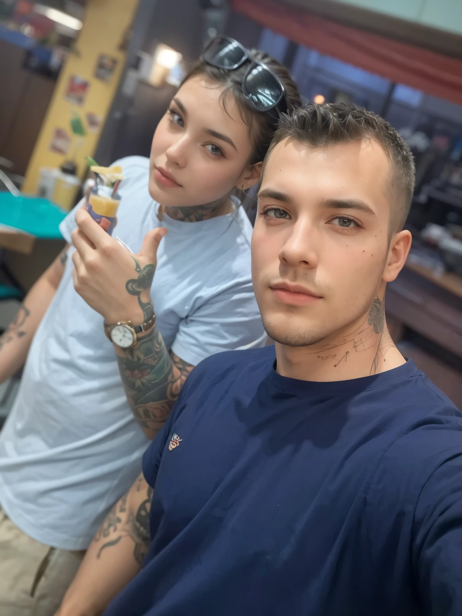 Two gime. Friends are beautiful and tattooed