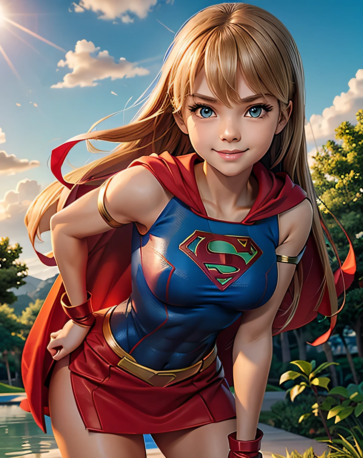Supergirl , perfect costume, perfect body, red cape