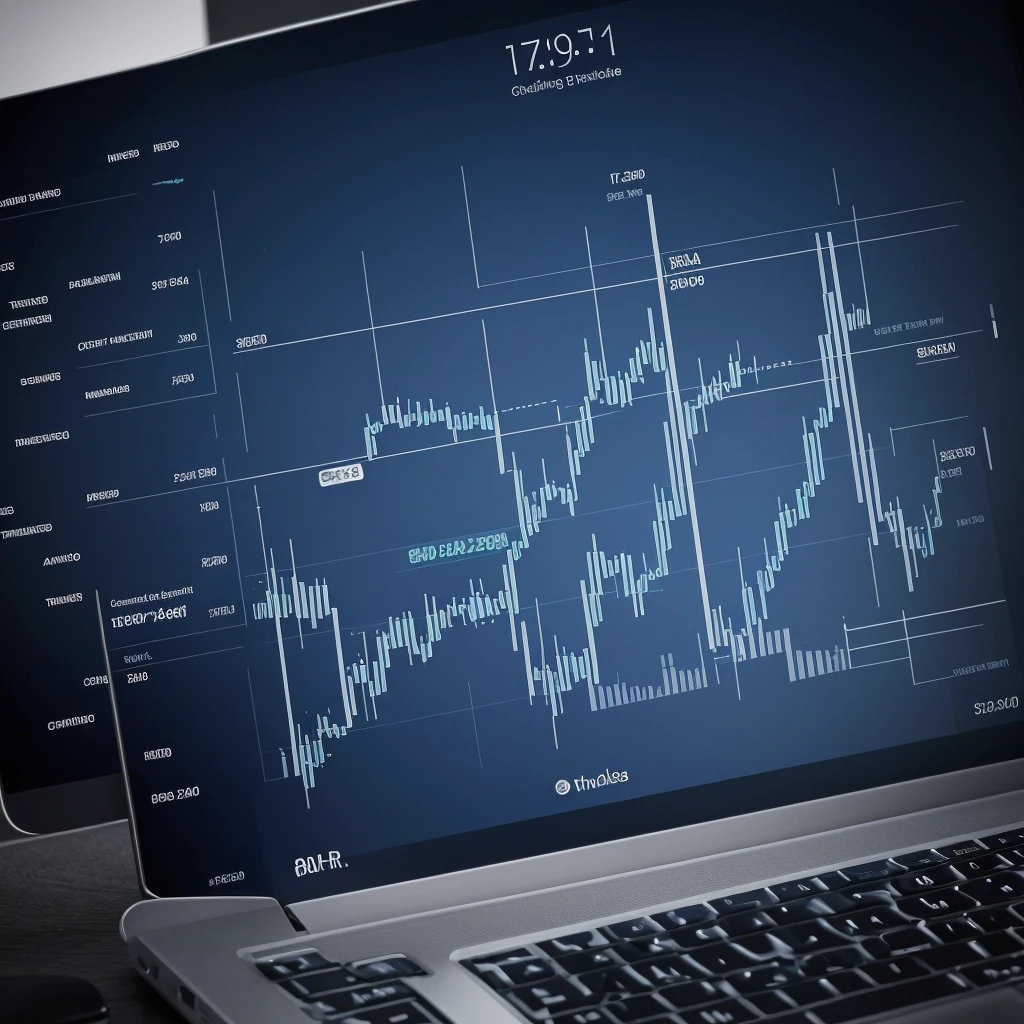 A professional-style image representing the theme of trading. In the center of the image, a candlestick chart showing upward and downward trends, with trend lines and technical indicators. The background is a soft blue, with subtle elements reminiscent of technology and finance, such as numbers and charts in transparency. At the top, the text 'Trading is my Passion' in an elegant and modern font, centered and prominently displayed. Include additional details like a stylized figure of a trader holding a laptop or tablet, looking at the chart with an expression of focus and determination. The image should convey professionalism, passion, and expertise in trading