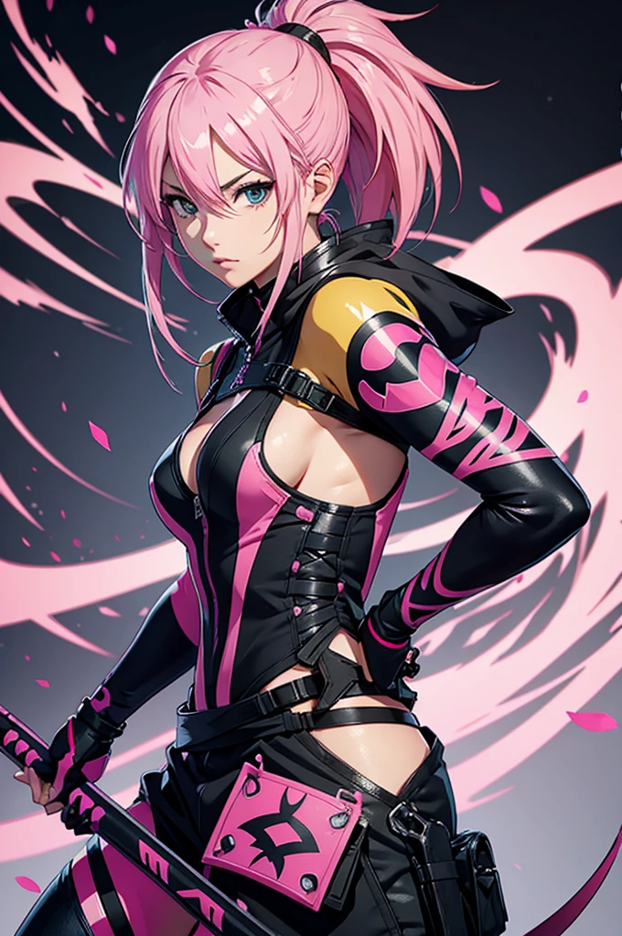 Creat a pink haired ninja character design