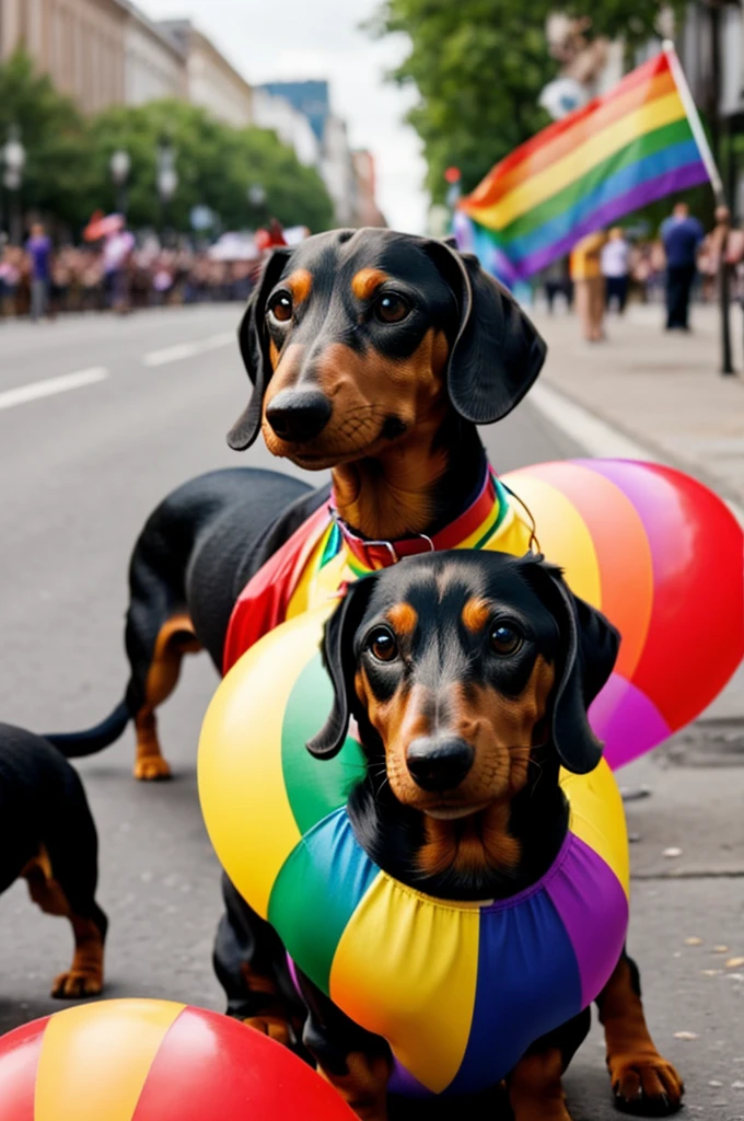 Dachshund celebrating gay pride day