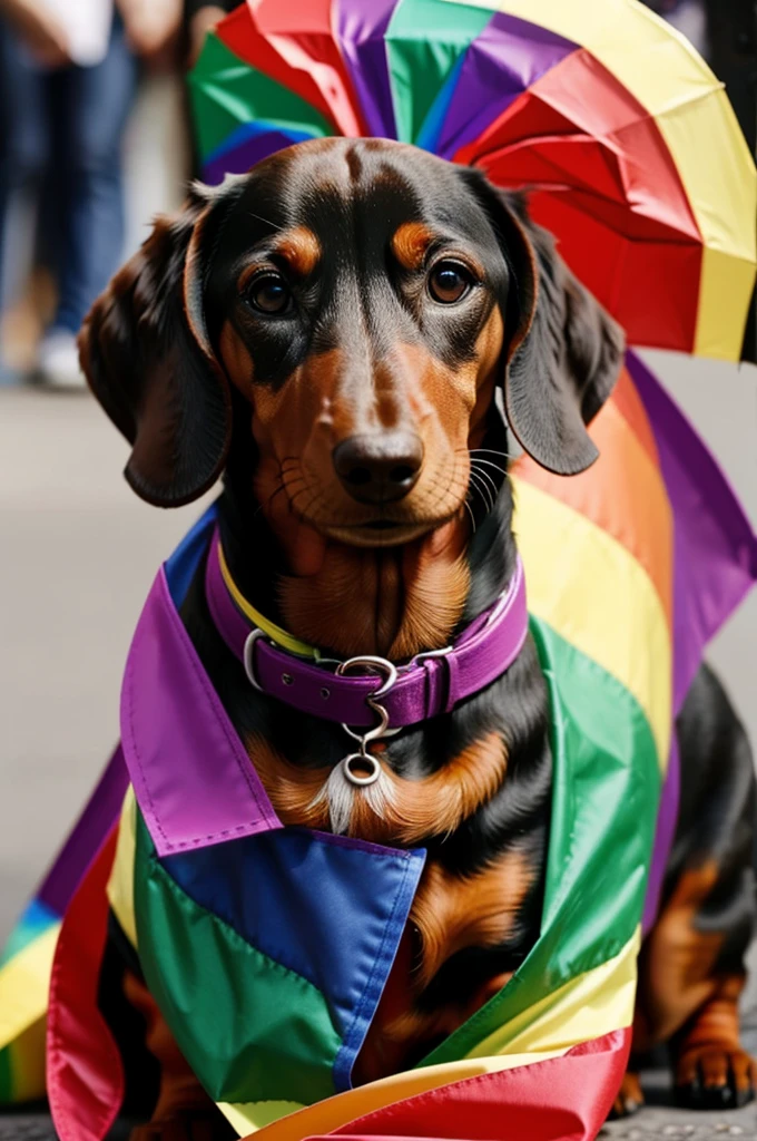 Dachshund celebrating gay pride day