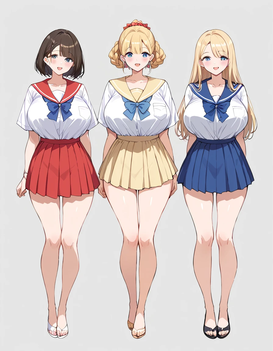 Highest quality, Very detailed, masterpiece, anime,Highest quality,Japanese ,Three Girls,Holiday outings,Transparent haori,Browsing Caution,Magical girl、Upper Body、Close Contact、lure、Provocative look、Leaning forward、bring your chest to the center、Large Breasts、Low - Angle