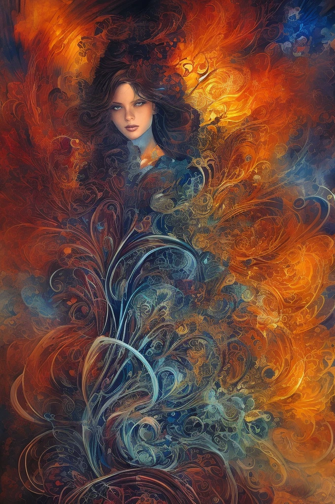 Colorful beautiful woman: Black ink flow: 8k resolution photorealistic masterpiece: by Aaron Horkey and Jeremy Mann: intricately detailed fluid gouache painting: by Jean Baptiste Mongue: calligraphy: acrylic: watercolor art, professional photography, natural lighting, volumetric lighting maximalist photo illustration: by marton bobzert: 8k resolution concept art intricately detailed, complex, elegant, expansive, fantastical