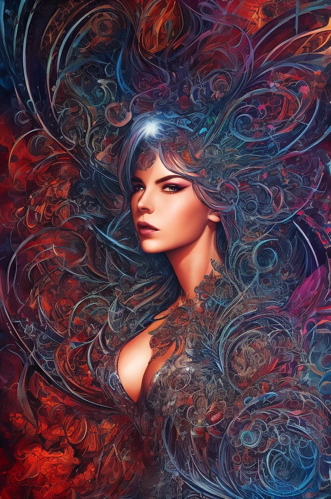 Colorful beautiful woman: Black ink flow: 8k resolution photorealistic masterpiece: by Aaron Horkey and Jeremy Mann: intricately detailed fluid gouache painting: by Jean Baptiste Mongue: calligraphy: acrylic: watercolor art, professional photography, natural lighting, volumetric lighting maximalist photo illustration: by marton bobzert: 8k resolution concept art intricately detailed, complex, elegant, expansive, fantastical