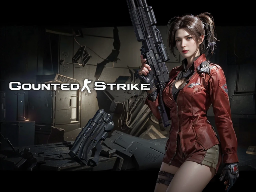 close up：A woman holding a gun in a dark room, Game CG, ready, From ncsoft, Prepare for the attack, Propaganda Art, The charming Jill Valentine, As a character in Tekken, fps shooter game, 
