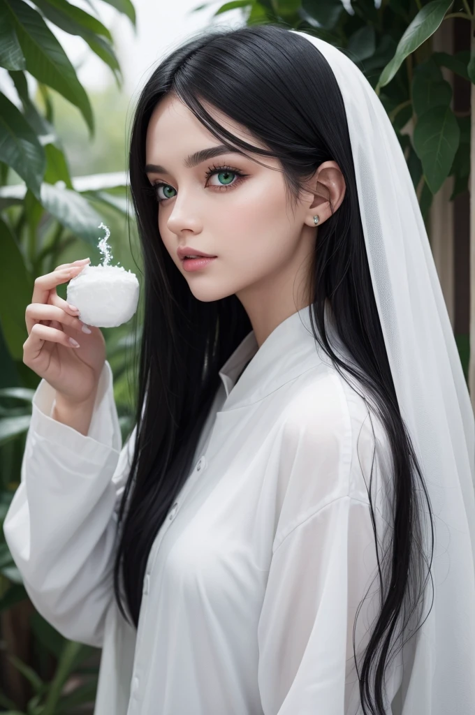 I would like to see someone with black hair and green eyes using white magic 