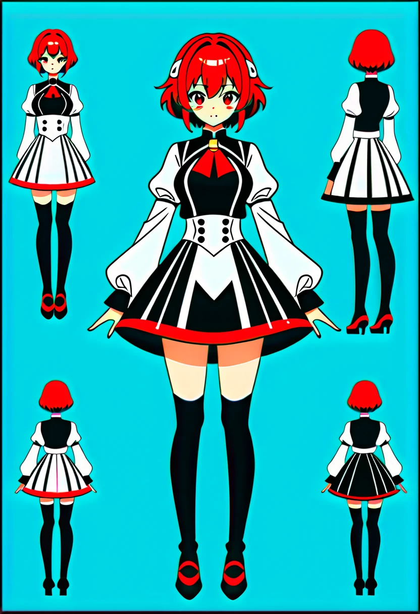 anime - style image of a character with a variety of hair and accessories, anime set style, anime character reference sheet, fantasy uniform, flat anime style, anime full body illustration, full_body!!, complete detailed body, extra detailed body, anime vtuber full body model, soft anime illustration, anime style character, clean detailed anime style,