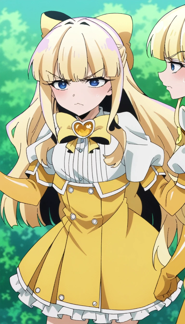 score_9, score_8_up, source_anime,kaoruko tenkawa, long hair, blue eyes, blonde hair, bow, hair bow, yellow bow,