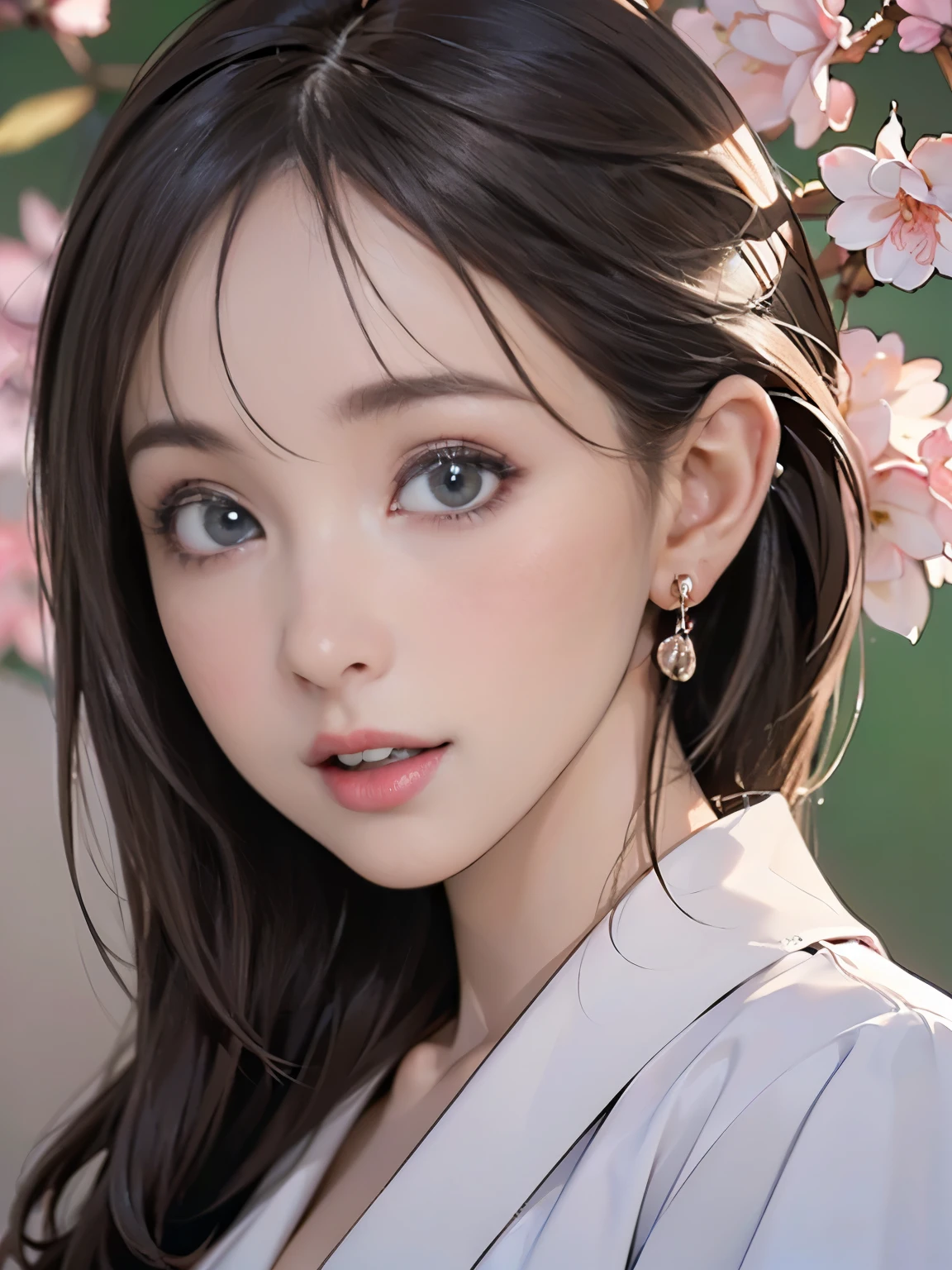 ((((Highest quality))))、(((Ultra-precision CG16K wallpaper)))、(((masterpiece)))、(((Super detailed)))、(((Extreme detail)))、((１Mature 29 year old woman:1.6))、((Very beautiful Japan face of a person))、((Urizane Face:1.8))、((Medium Straight Hair:1.6))、(Shiny Hair)、A delicately drawn beautiful face、(Dark Eyes、Detailed pupil and iris、Detailed eyelashes、Reflected light from the eye)、double eyelid、High nose、Small nostrils、Small Mouth、Seductive lips、Beautiful breasts、((C cup size breasts))、Perfect proportions、Perfect Anatomy、Perfect composition、Beautiful detailed shading、Beautiful, natural lighting、Beautiful detail glow、Depth of written boundary、(((High chroma)))、(((Real:1.9)))、((vivid:1.5))、((Beautiful Skin))、((Skin Texture))、((Realな皮膚感))、(((Portrait:1.8)))、(((front view、shoot from front、front low angle:1.6)))、(((Half-open mouth、Puzzled face:1.4)))、(((looking at viewer:1.6)))、Bright daylight、Natural light、(((background_Cherry Blossom:1.5)))、((No clothes))、(Standing pose:1.6)、((Wearing earrings:1.2))、