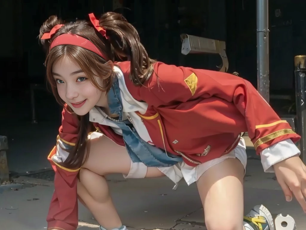 Close-up of a teenage girl squatting on the ground