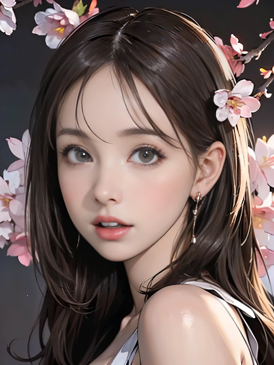 ((((Highest quality))))、(((Ultra-precision CG16K wallpaper)))、(((masterpiece)))、(((Super detailed)))、(((Extreme detail)))、((1Mature 29 year old woman:1.6))、((Very beautiful Japan face of a person))、((Urizane Face:1.8))、((Medium Straight Hair:1.6))、(Shiny Hair)、A delicately drawn beautiful face、(Dark Eyes、Detailed pupil and iris、Detailed eyelashes、Reflected light from the eye)、double eyelid、High nose、Small nostrils、Small Mouth、Seductive lips、Beautiful breasts、((C cup size breasts))、Perfect proportions、Perfect Anatomy、Perfect composition、Beautiful detailed shading、Beautiful, natural lighting、Beautiful detail glow、Depth of written boundary、(((High chroma)))、(((Real:1.9)))、((vivid:1.5))、((Beautiful Skin))、((Skin Texture))、((Realな皮膚感))、(((Portrait:1.8)))、(((front view、shoot from front、front low angle:1.6)))、(((Half-open mouth、Puzzled face:1.4)))、(((looking at viewer:1.6)))、Bright daylight、Natural light、(((background_Cherry Blossom:1.5)))、((No clothes))、(Standing pose:1.6)、((Wearing earrings:1.2))、