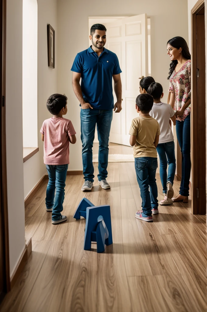 Family with their 2 children looking at bedrooms in Coppel 
