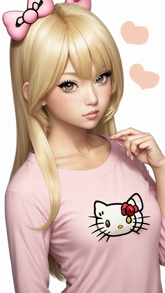 You can make an anime character with blonde hair and eyelashes and Hello Kitty pajamas.