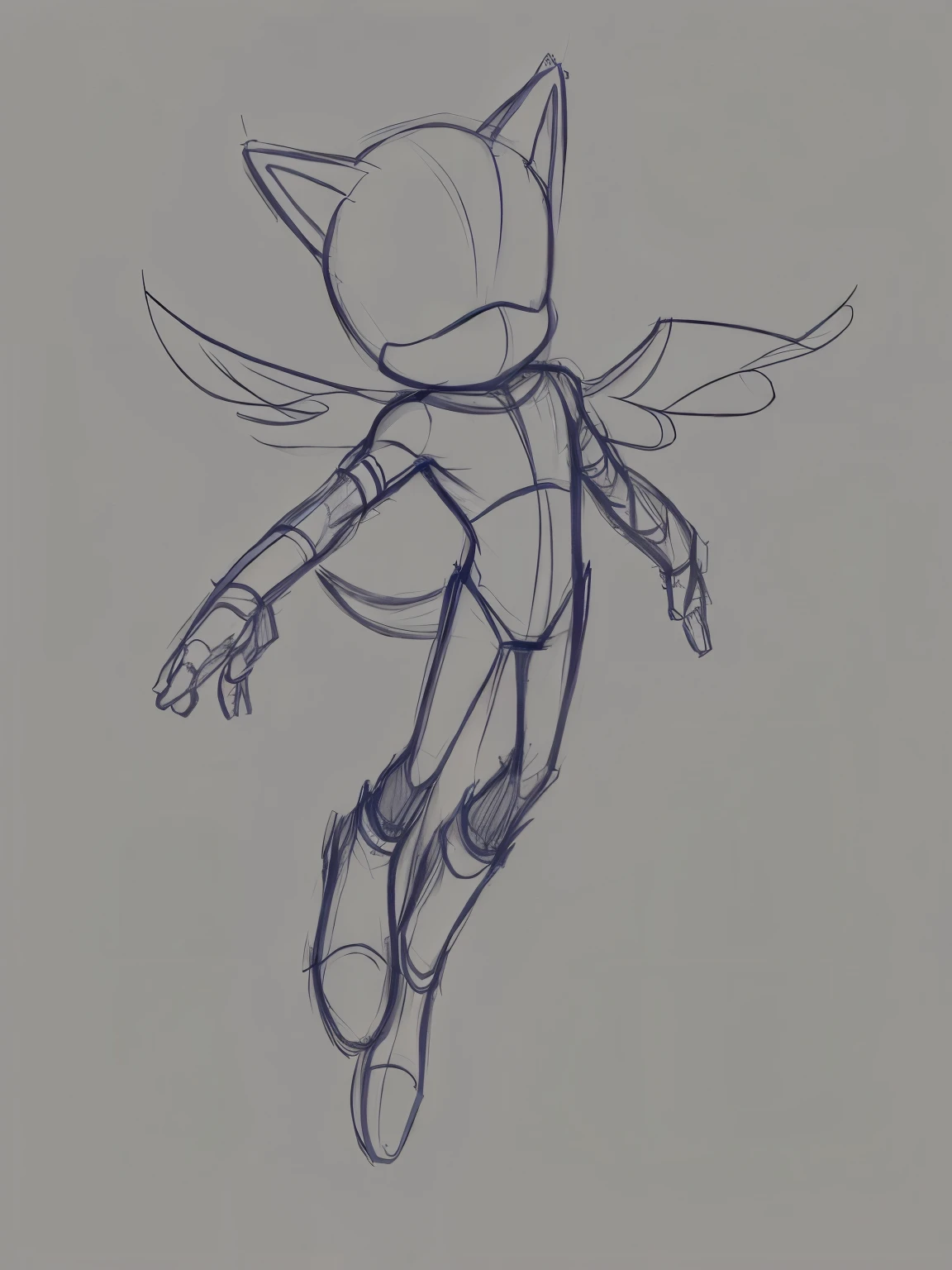 male, mobian, ((Sketch Anime Pose)), Sketch base, base, flying, blank background