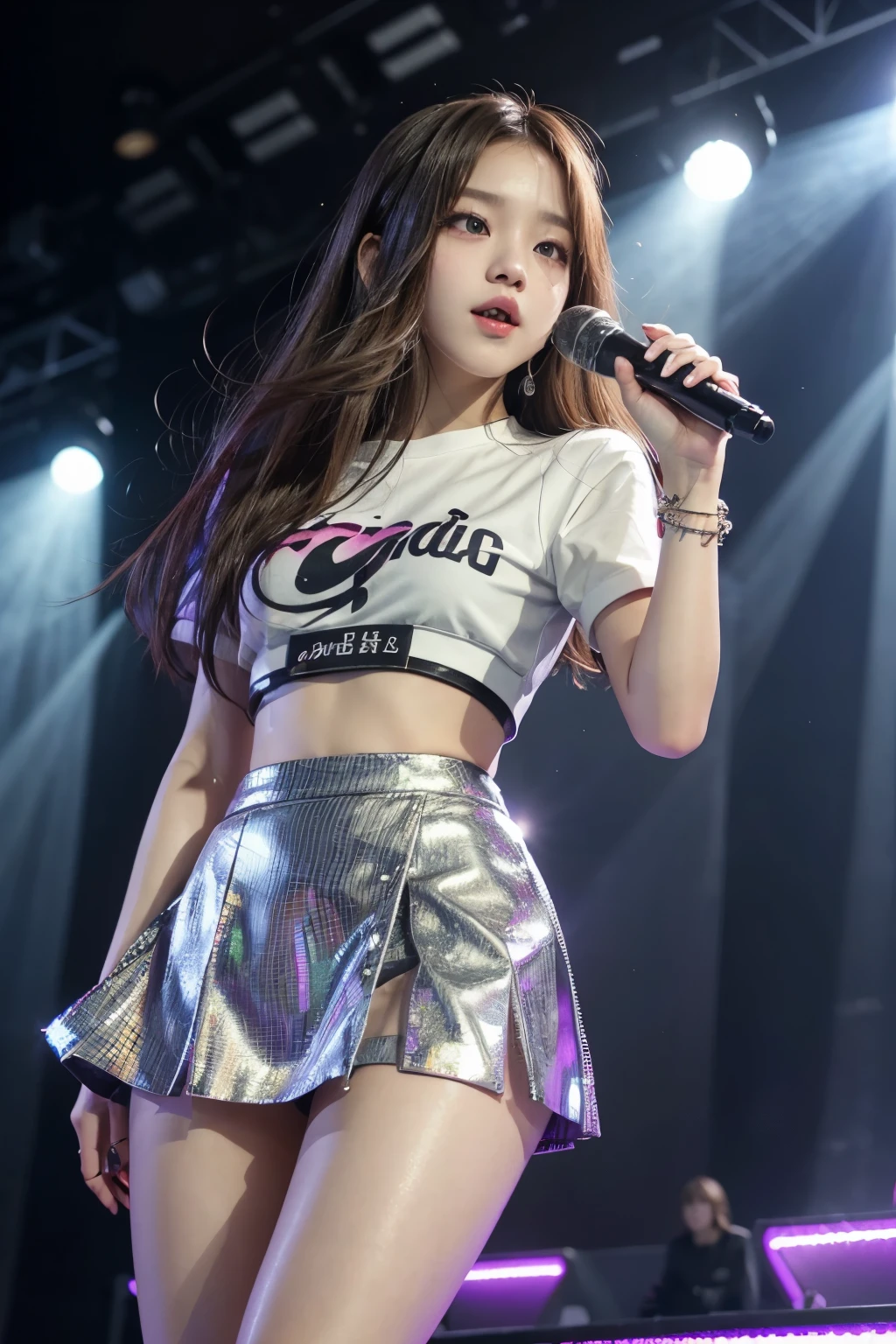 a close up of a woman in a short skirt and a microphone, jisoo from blackpink, jisoo of blackpink, blackpink jennie, bae suzy, portrait jisoo blackpink, lalisa manoban of blackpink, jia, performing on stage, kda, lalisa manobal, sun yunjoo, jossi of blackpink, jinyoung shin, aesthetic!!!!!! female genie