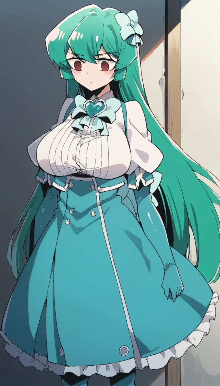 score_9, score_8_up, source_anime,Sayo Minakami,,very big breast,shiny skin,empty eyes,逆バニースーツ,コルセット,
