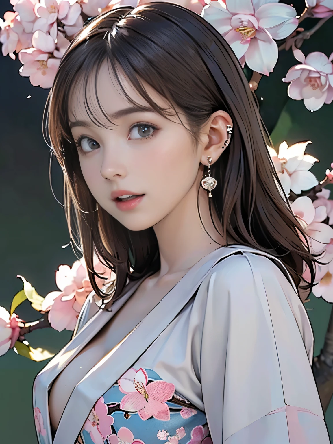 ((((Highest quality))))、(((Ultra-precision CG16K wallpaper)))、(((masterpiece)))、(((Super detailed)))、(((Extreme detail)))、((1Mature 29 year old woman:1.6))、((Very beautiful Japan face of a person))、((Urizane Face:1.8))、((Medium Straight Hair:1.6))、(Shiny Hair)、A delicately drawn beautiful face、(Dark Eyes、Detailed pupil and iris、Detailed eyelashes、Reflected light from the eye)、double eyelid、High nose、Small nostrils、Small Mouth、Seductive lips、Beautiful breasts、((C cup size breasts))、Perfect proportions、Perfect Anatomy、Perfect composition、Beautiful detailed shading、Beautiful, natural lighting、Beautiful detail glow、Depth of written boundary、(((High chroma)))、(((Real:1.9)))、((vivid:1.5))、((Beautiful Skin))、((Skin Texture))、((Realな皮膚感))、(((Portrait:1.8)))、(((front view、shoot from front、front low angle:1.6)))、(((Half-open mouth、Puzzled face:1.4)))、(((looking at viewer:1.6)))、Bright daylight、Natural light、(((background_Cherry Blossom:1.5)))、((No clothes))、(Standing pose:1.6)、((Wearing earrings:1.2))、
