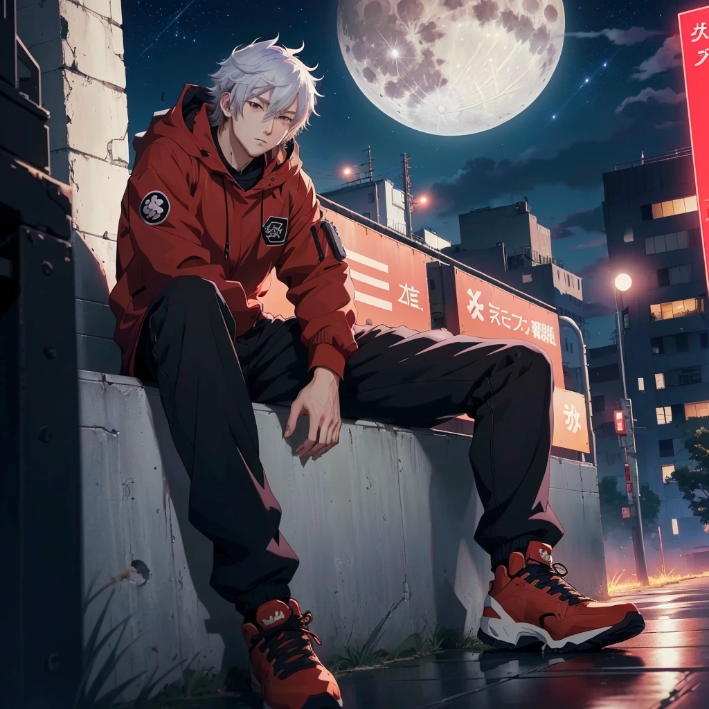 anime guy sitting on a wall with a full moon in the background, best anime 4k konachan wallpaper, 4k anime wallpaper, badass anime 8 k, anime art wallpaper 8 k, anime style 4 k, anime wallpaper 4 k, anime wallpaper 4k, anime art wallpaper 4k, anime art wallpaper 4 k, 4 k manga wallpaper, anime wallaper