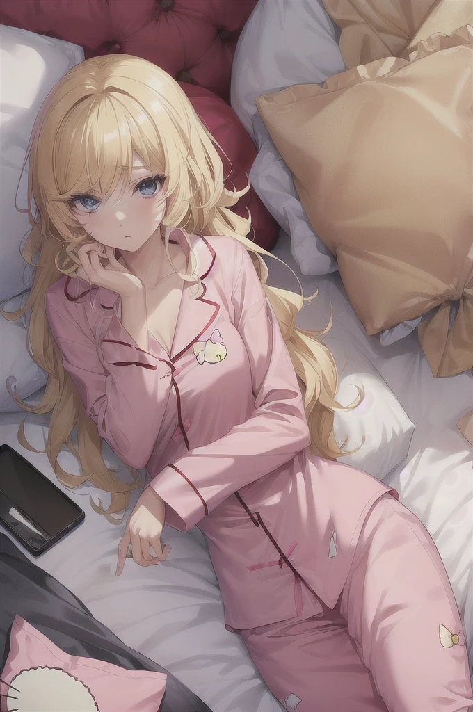 You can make an anime character with blonde hair and eyelashes and Hello Kitty pajamas.