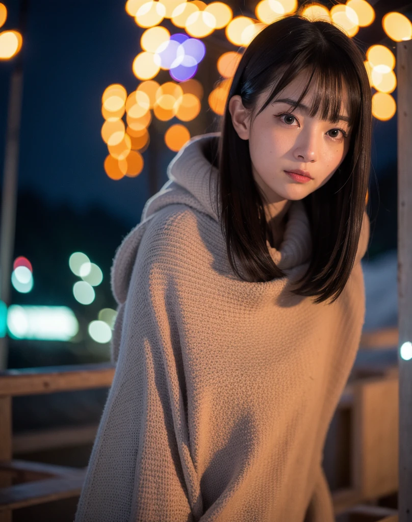 (4K, RAW Photos, Highest quality, masterpiece:1.2),Japanese,One girl,winter,Night Light,Face Focus,Find something else,
 