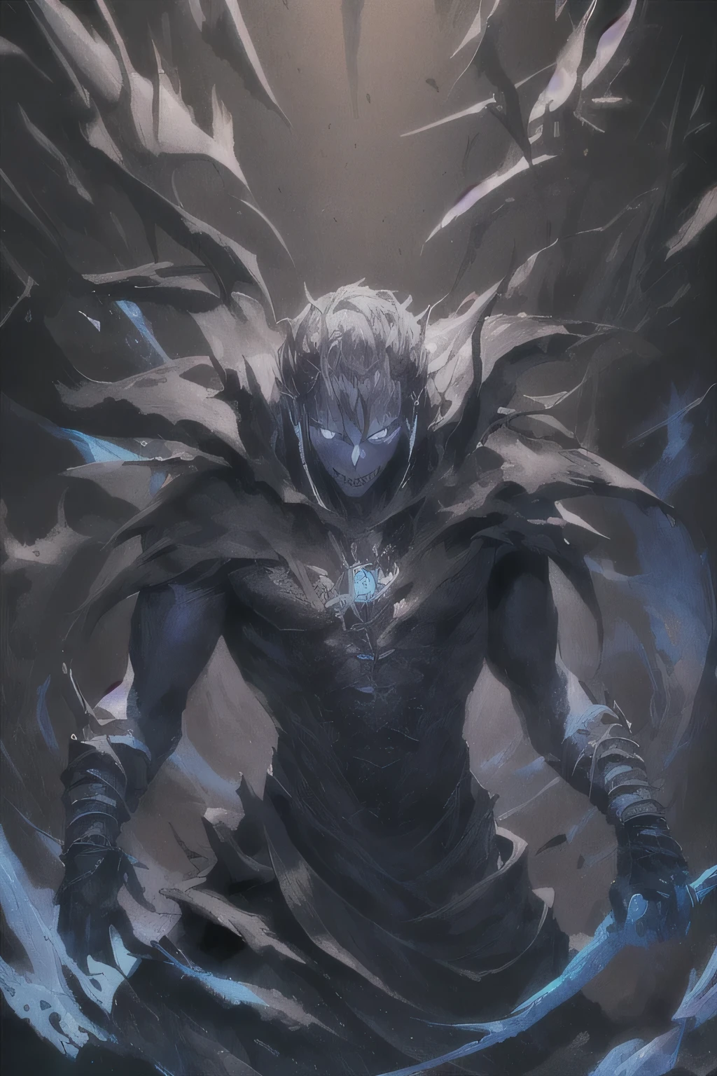 chedevr,Best quality at its best, high quality, (Dark creature，He has a dark blue glow and black eyes.，Surrounded by darkness:1.2), (darkness:1.2), bottomless, photo, award winning, depth of field, HDR, extremely detailed，trends on ArtStation，CGSociety Trends，difficult，high detail，