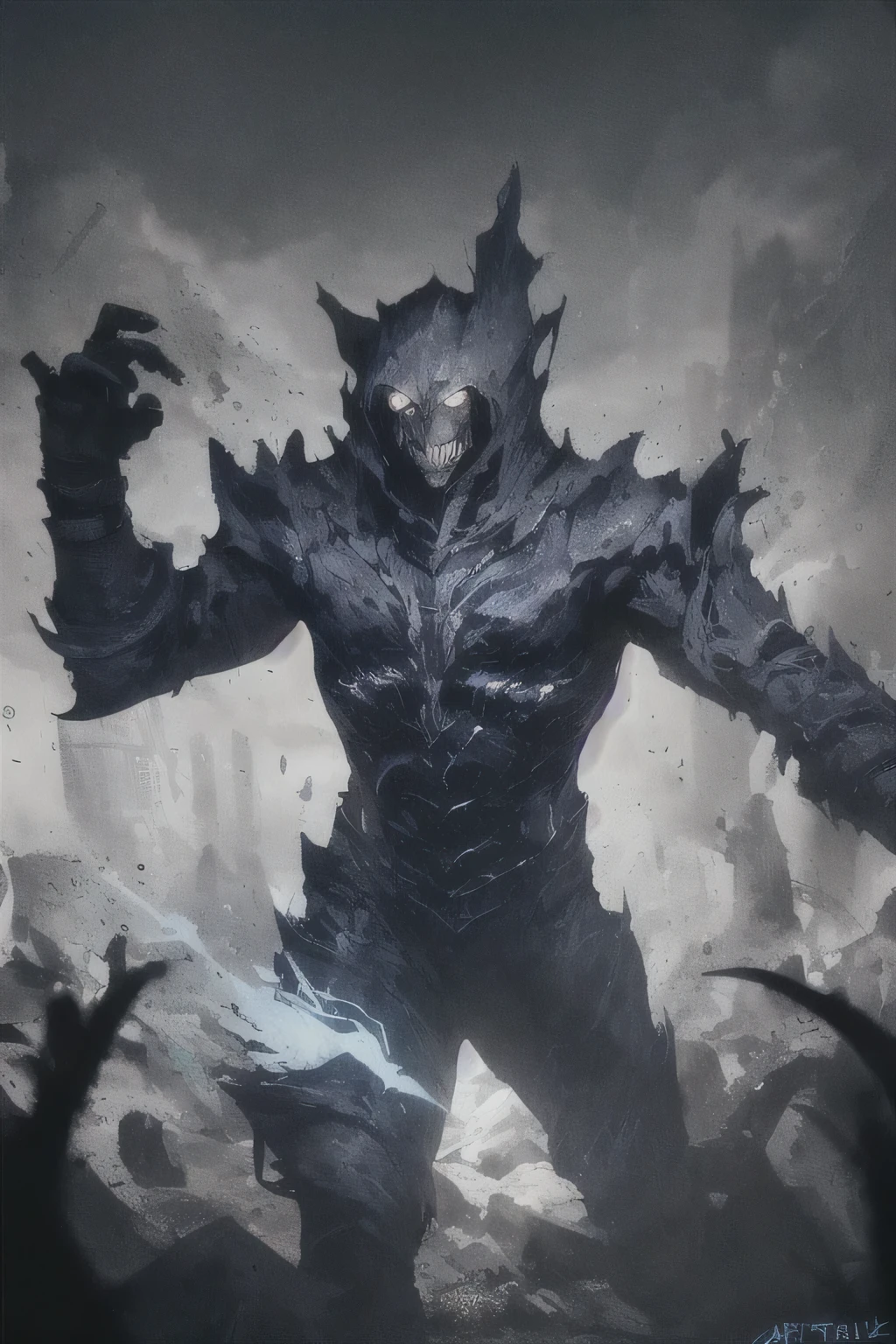 chedevr,Best quality at its best, high quality, (Dark creature,He has a dark blue glow and black eyes.,Surrounded by darkness:1.2), (darkness:1.2), bottomless, photo, award winning, depth of field, HDR, extremely detailed,trends on ArtStation,CGSociety Trends,difficult,high detail,